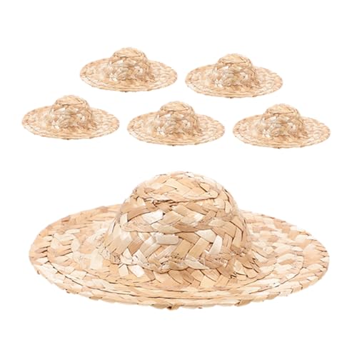 VICASKY 6 Stück Handgewebte Mini Strohhüte für Puppen und DIY Bastelprojekte Kleine Sombrero Caps als Dekorative Miniatur Hüte für Puppenhaus Haustiere und Foto Requisiten VICASKY 6 Stück Handgewebte Mini Strohhüte für Puppen und DIY Bastelprojekte Kleine Sombrero Caps als Dekorative Miniatur Hüte für Puppenhaus Haustiere und Foto Requisiten von VICASKY