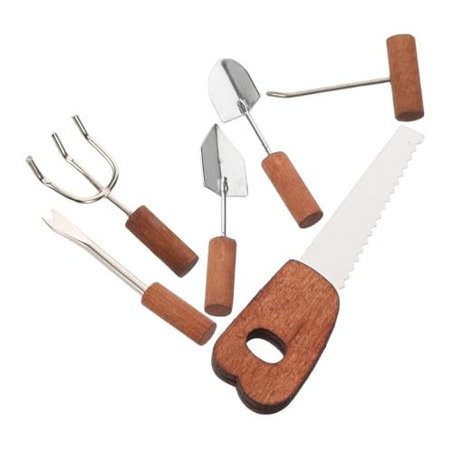 VICASKY 6 Stück Maßstab Realistische Mini Säge Schaufel Rechen für Puppenhaus Gartenszene Pädagogisches Sammler von VICASKY