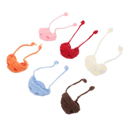 VICASKY 6 Stück Mini Strickmützen aus Garn für Puppen Handgemachte Miniatur Häkelmützen DIY Basteln Weihnachtsbaumschmuck Leicht und Kompakt für Puppenköpfe von VICASKY