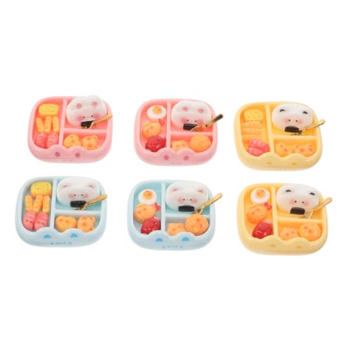VICASKY 6 Stück Miniatur Bento Sushi Modelle Resin Mini Lunchbox Figuren Realistische Japanische Essensdekoration für Puppenhaus Kleine Essensornamente für Micro von VICASKY
