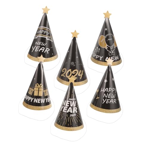 VICASKY 6 Stück Party Hut Aus Lustigem Papier Partyhut Jahresdekoration Festzelt Happy Year Hüte Geburtstagshut Aufblasbar Abschluss Hüte Topper Kegelhüte Zahlen Happy New von VICASKY