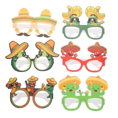 VICASKY 6 Stück Party-Requisiten Tischläufer Fiesta-Party-Brille Brillengestell Gläser Dekorationen Requisiten Für Fotoautomaten Gläser Im Mexikanischen Stil Fiesta-Glas Papier von VICASKY