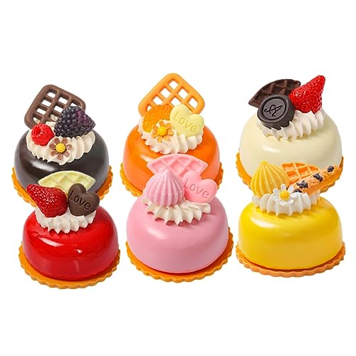 VICASKY 6 Stück Simulierte Französische Kleine Kuchenmodelle Ornamente Dekoration Zarte Kuchenmodelle Gefälschte Kuchen Kuchen Dessertmodell Simulationskuchen Gefälschte Kleine von VICASKY