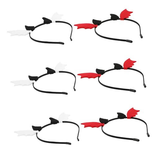VICASKY 6 Stück Teiliges Halloween Cosplay Haarreif mit Fledermausflügeln und Teufelshörnern Leichtes Bequemes Party Accessoire für Damen und Mädchen Kreatives Dämonen Design für von VICASKY