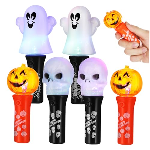 VICASKY 6 Stück Teiliges Halloween Leuchtenden Flashing Kürbis- Schädel Geist-designs Bunte Blinkende Partylichter Einfache Bedienung für Halloween-partys und Nachtveranstaltungen von VICASKY