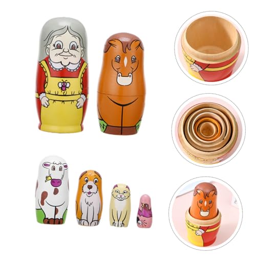 VICASKY 6 Stück Teiliges Holz Nistpuppen Bunt Handbemalt Stabile Stapelpuppe Dekorativ und Erwachsene Sammler von VICASKY