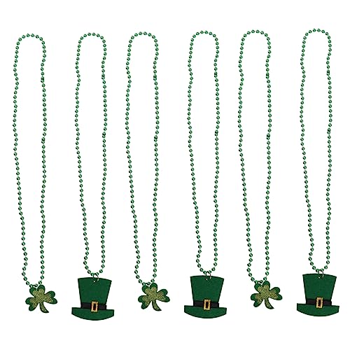 VICASKY 6stücke Kleeblatt Halskettenanhänger Für St Patricks Day Party Kleeblatt Dekor Prop Favor Langlebig Und Sicher von VICASKY