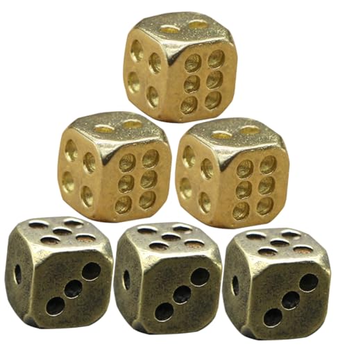 VICASKY 6 Stück Teiliges Kupfer Würfelset Retro Rollenspiel Würfel Partyspiel Zubehör für Fasching Deko Faschingsparty Tischspiele Role Playing Dice von VICASKY