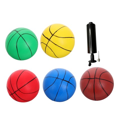 VICASKY 6 Stück Teiliges Mini Basketball Set mit Pumpe Weiche Bälle in Bunten Farben Leicht und Sicher für Drinnen und Draußen Fördert Koordination bei Kindern als Ersatz und Spielbälle von VICASKY