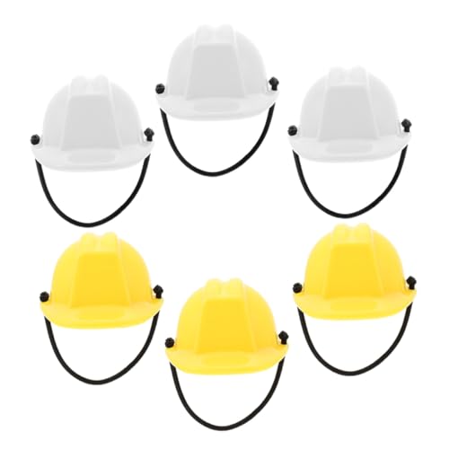 VICASKY 6 Stück Teiliges Mini bauhelm Realistisches Puppenhelm dekor in Weiß und Gelb Leichter Kunststoff Elastische Federbänder Vielseitig als Puppenzubehör und Dekoration für VICASKY 6 Stück Teiliges Mini bauhelm Realistisches Puppenhelm dekor in Weiß und Gelb Leichter Kunststoff Elastische Federbänder Vielseitig als Puppenzubehör und Dekoration für von VICASKY