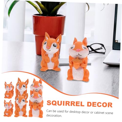 VICASKY 6 Stück Teiliges Miniatur Eichhörnchen Figuren aus Langlebigem PVC Niedliche Detailreiche Dekoration für Schreibtisch Garten und Wohnraum Handgefertigte Farbenfrohe Tierstatuen von VICASKY