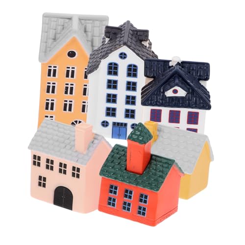 VICASKY 6 Stück Teiliges Miniatur Haus aus Resin Micro Landscape Village Haus Dekoration Realistische Mini Häuser für Desktop Terrarium und Mini Garten Langlebige Wohnaccessoires von VICASKY