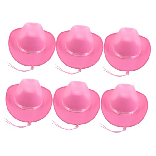 VICASKY 6 Stück Teiliges Pinke Cowboy Hüte mit Weichem Bandbesatz Western Stil für Jungen und Mädchen Leicht und Tragbar für Kostümspiel Themenpartys Junggesellenabschiede und Outdoor VICASKY 6 Stück Teiliges Pinke Cowboy Hüte mit Weichem Bandbesatz Western Stil für Jungen und Mädchen Leicht und Tragbar für Kostümspiel Themenpartys Junggesellenabschiede und Outdoor von VICASKY