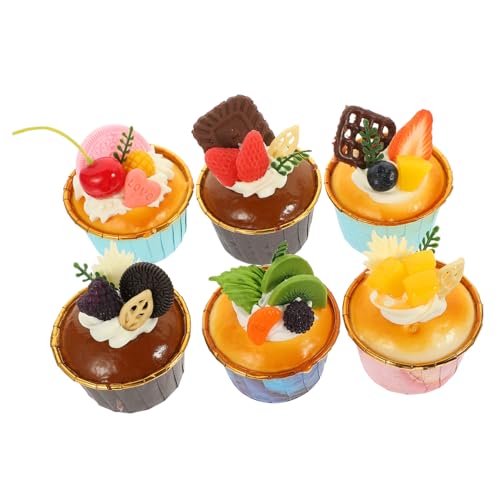 VICASKY 6 Stück Teiliges Realistische Kuchenmodelle aus Langlebigem PU Material Täuschend Echt Magnetisch als Dekoration für Küche Bäckerei Hochzeit und Fotografie Requisiten Geeignet von VICASKY