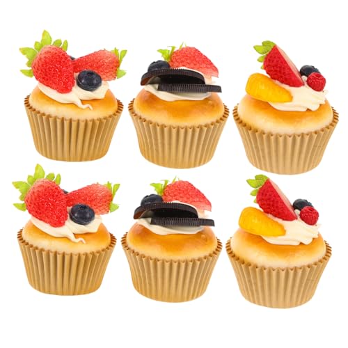 VICASKY 6 Stück Teiliges Realistische Künstliche Cupcake Deko aus Weichem PU Material Lebensnahe Tortendekoration für Fotografie Präsentation DIY Kunst Requisit für Zuhause und Events von VICASKY