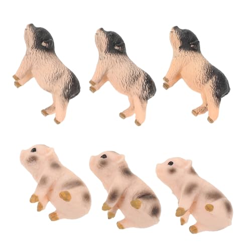 VICASKY 6 Stück Teiliges Realistische Schwein Figuren Detailgetreue Schwein Skulpturen für Pädagogisch Wertvolles Farmtier für DIY Dekoration Puppenhaus Gartenlandschaft von VICASKY