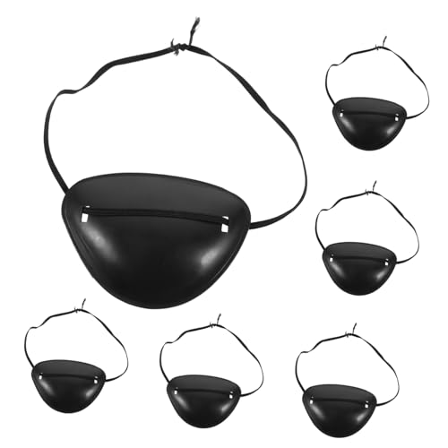 VICASKY 6 Stück Teiliges Schwarzes Piraten Augenklappe aus Atmungsaktivem Kunststoff Langlebig und Wiederverwendbar für Piraten Cosplay Kostümpartys und Halloween Angenehm Tragbar für von VICASKY