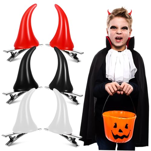 VICASKY 6 Stück Teiliges Teufelshorn Haarclips für Halloween Lustige Haaraccessoires für Kostüme Vielseitig und Bequem für Partys und Cosplay von VICASKY