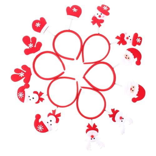 VICASKY 6 Stück Teiliges Weihnachts Stirnband mit Rentier Schneemann Bär und Schneeflocken Designs Langlebige Kopfbedeckung für Weihnachtsfeier Karneval und Kostümparty Festlicher von VICASKY