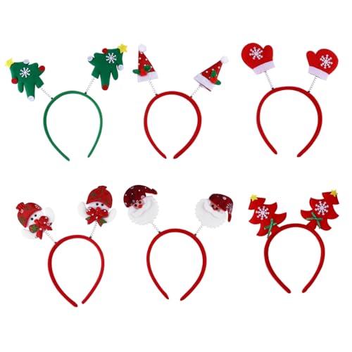 VICASKY 6 Stück Teiliges Weihnachts Stirnband mit Santa Rentiergeweih und Schneemann Motiven Festliche Haarbänder für Frauen und Lustiger Party Kopfschmuck für Weihnachtsfeiern und von VICASKY