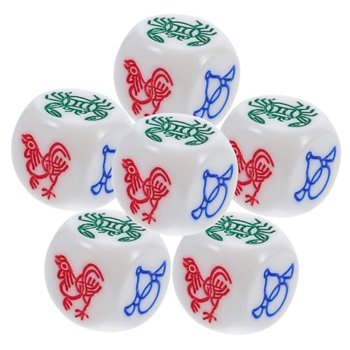 VICASKY 6 Stück Teiliges Würfelspielset mit Fisch Garnelen Krabben Strapazierfähige Resin Spielwürfel Rund Ecken Leicht Tragbar für Familienfest Party Ktv und Bars von VICASKY