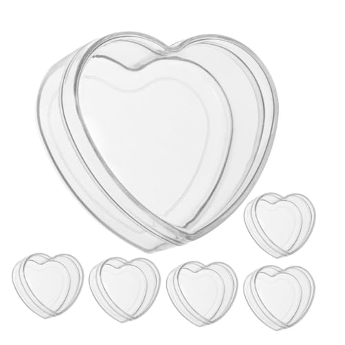 VICASKY 6 Stück Transparente Herzform Aufbewahrungsboxen mit Deckel Klare Candy Boxen für Hochzeit Pralinen Schmuck Kleine Geschenkverpackungen Elegantes Design von VICASKY