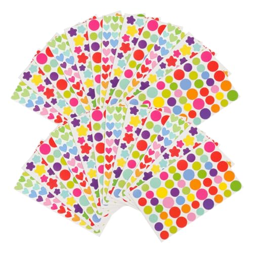 VICASKY 60 Blatt Sternaufkleber, Etiketten, Punktaufkleber, Farbige Herzetiketten, Runde Punktaufkleber, Punktaufkleber VICASKY 60 Blatt Sternaufkleber, Etiketten, Punktaufkleber, Farbige Herzetiketten, Runde Punktaufkleber, Punktaufkleber von VICASKY