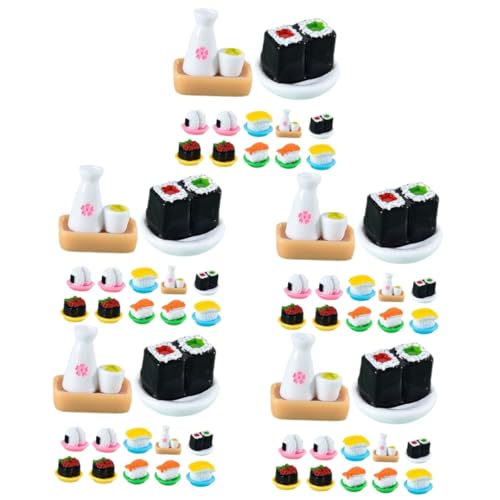 VICASKY 60 STK Simuliertes Japanisches Sushi Büro-schreibtischzubehör Desktop-dekor Kleine Sushi-ausstellungsmodelle Kleines Sushi-Modell-Essen Mini-Sushi Requisiten Japanischer Stil Harz von VICASKY