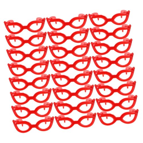 VICASKY 60 Stück Kunststoff-Puppen-Sonnenbrillen Mini-Brillen Requisiten Puppenspielzeug-Brillen Kunststoff-Brillen Puppenhaus-zubehör Rote Farbe von VICASKY