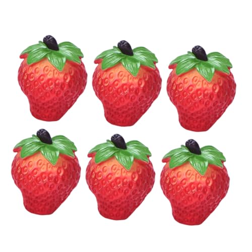 VICASKY 6 Stücke Realistische Mini Erdbeere Decor Künstliche Erdbeeren Gefälschte Früchte Für Puppenhaus Und Decor von VICASKY