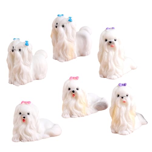 VICASKY Realistische Miniatur-welpenfiguren 6 Stück Harz-hundeornamente Hundedekor Für Zuhause Sammler von VICASKY