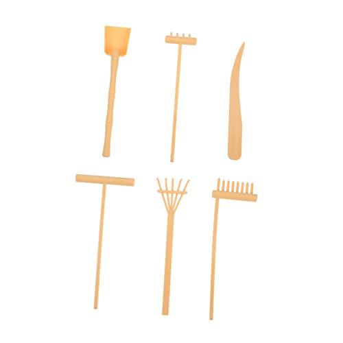 VICASKY 6St Sandrechen Mini-Rechen- Sandglätter kleine Rechenverzierung Zen-Gartensand scheibengardinen Sand Werkzeug basteln Sand-Minirechen- Plastik Yellow von VICASKY