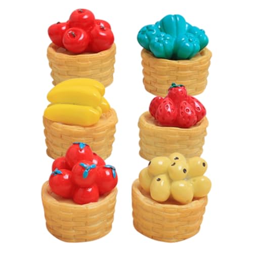 VICASKY 6St Simulierter Obstkorb Miniatur-Hausbausatz Korb für Mädchen Bausätze Spielzeugnahrung für kinderspielzeug Puppen-Obstkorb Puppenhaus-Obstkorbmodell Harz von VICASKY