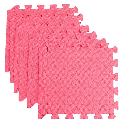 VICASKY 6Stücke Eva Puzzlematte mit Blattmuster rutschfeste Spielmatte für Schadstofffrei Strapazierfähige Bodenmatte Rot für Spielräume und Wohnbereiche von VICASKY