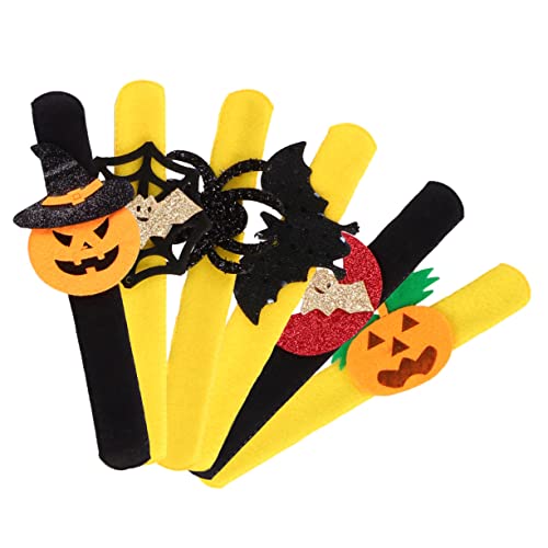 VICASKY 6Stücke Halloween Slap Armbänder mit Kürbis Geist und Fledermaus Fuzzy Armbänder für Halloween Partydekoration und Kindergeburtstage für Feiern und Mitgebsel von VICASKY