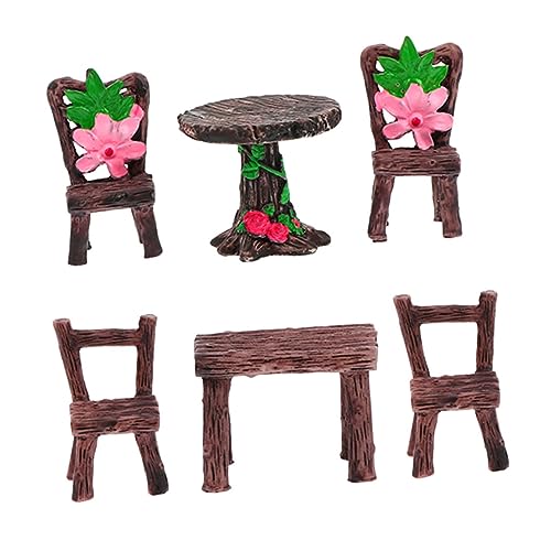 VICASKY Miniatur Tische und Stühle für Feengarten – 6 Stück Garten Zubehör Deko für Puppenhaus Robuste Harzfiguren Spielzeug für Kinder VICASKY Miniatur Tische und Stühle für Feengarten – 6 Stück Garten Zubehör Deko für Puppenhaus Robuste Harzfiguren Spielzeug für Kinder von VICASKY