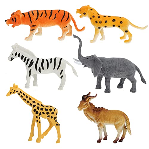 VICASKY 6Stücke Realistische Tierfiguren aus Lehrspielzeug für Wildtier Modell zum Lernen für Geburtstage und Weihnachten Giraffe Elefant von VICASKY