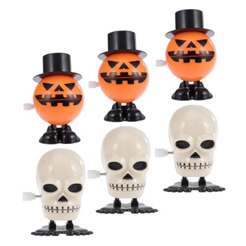 VICASKY 6Stücke Sprungspielzeug für Halloween Teiliges mit Hüpfenden Kürbissen und Skeletten Partygeschenk für Fördert Koordination und Fantasie Batteriefrei Langlebig von VICASKY