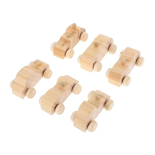 VICASKY 6pc Mini Spielzeug Auto Modelle Handwerk Auto Kinder Gebäude Spielzeug Holz Modelle von VICASKY
