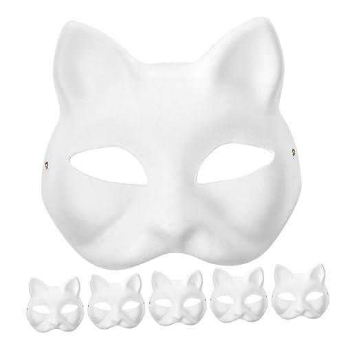 VICASKY 6st Handbemalte Halloween Masken Leere Masken Zum Dekorieren Für Halloween Maskerade Masken Diy Masken Für Party Leere Masken Für Frauen Tiermasken Weiß Zellstoff von VICASKY