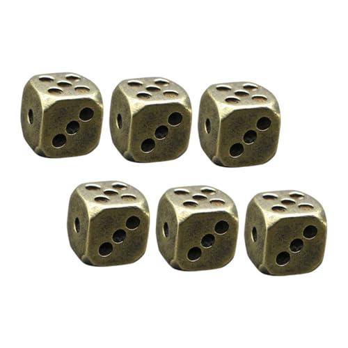 VICASKY Retro-würfelspiel-Requisiten – 6 Stück Würfel Aus Massivem Messing Vintage-würfelset Ästhetische Tischwürfel Für Partys von VICASKY