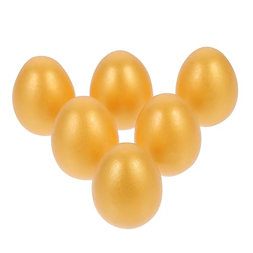 VICASKY 6st Ostern Goldene Eier Korb Küken Ostereier Bemalte Ostereier Osterparty Gefallen Ornamente Hennen Eier Legen Lassen Festival Lackierbar Eier Jumbo Künstlich Sehr Hölzern von VICASKY