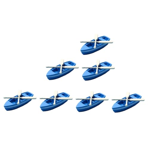 VICASKY 7 Satz Teiliges Miniatur Boot Deko mit Paddeln Kreative Micro Landschafts Ornamente für Garten Puppenhaus und Strand DIY Miniatur Strandboot Figuren für Heim und Bürodekoration von VICASKY