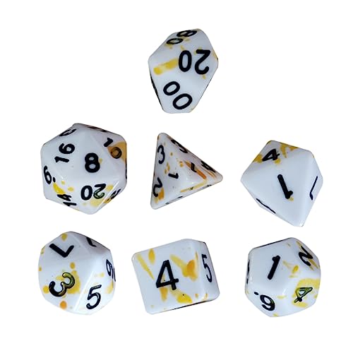 VICASKY 7 Stück Partyzubehör Brettspiel Würfel Spielrequisiten unregelmäßige Punktwürfel Blutspritzerwürfel realistische Blutwürfel Würfel für Rollenspiele Acryl Gelb VICASKY 7 Stück Partyzubehör Brettspiel Würfel Spielrequisiten unregelmäßige Punktwürfel Blutspritzerwürfel realistische Blutwürfel Würfel für Rollenspiele Acryl Gelb von VICASKY