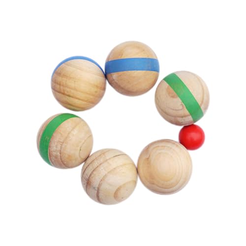 VICASKY 7 Stück Teiliges Holz Boccia für Outdoor Spielbälle aus Robustem Holz für Garten Sommerparty und Familienspiele Fördert Bewegung und Spielspaß Grasflächen von VICASKY