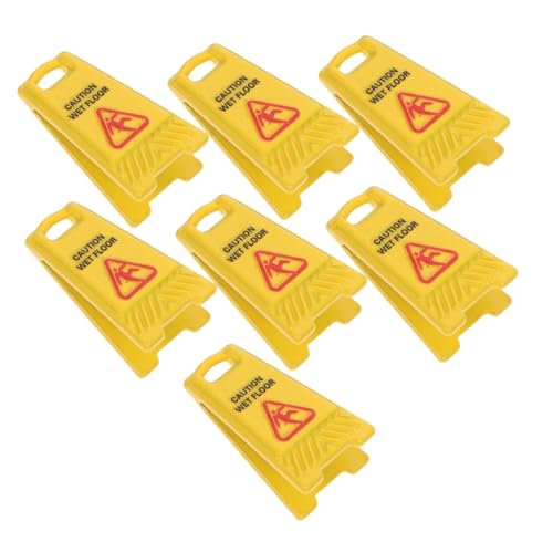 VICASKY 7 Stück Teiliges Miniatur Puppenhaus Warnschild Gelb Faderesistent Realistische Wet Floor Caution Signs Für Puppenhaus Dekoration Lernspielzeug von VICASKY