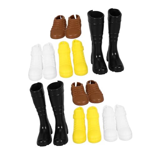 VICASKY 8 Paare Miniatur Puppenschuhe Herren Stiefel Puppenhaus Zubehör Mini Schuhe für Jungen Puppen Kostüm Zubehör Dekoration von VICASKY