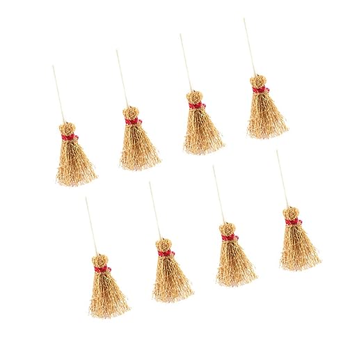 VICASKY 8-teiliges Miniatur-puppenhaus-Besen-Set Mini-holzbesen-Ornament Für Puppenhaus- Layout-Requisiten von VICASKY