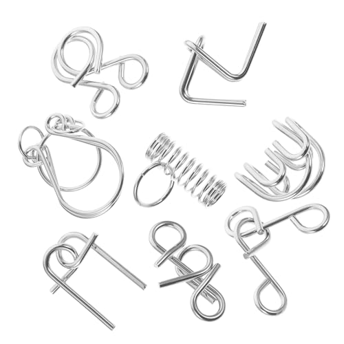 VICASKY 8 Stück Denkspiel Geist Kette Karte Schlüssel Coole Gadgets Puzzle kinderpuzzle konzentrationsspiele Puzzle Spiele Denksportaufgaben Logikrätsel aus Metall Eisen Silver von VICASKY