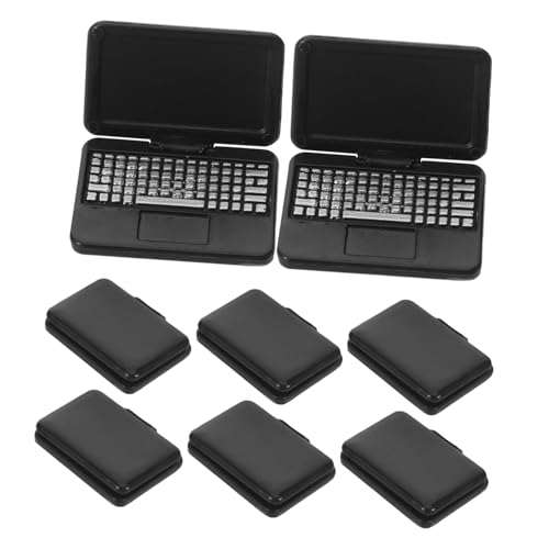 VICASKY 8 Stück Puppenhaus Computer Spielcomputer Puppenhaus Mini Zubehör Miniatur Modellmöbel Mini Schreibtisch Für So Tun Als Ob Miniatur Laptop Für Kunststoff von VICASKY